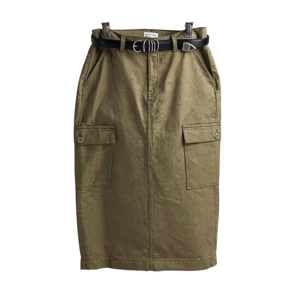 NEW Gianni Bini Women's MEDIUM Green Cargo Midi Skirt with Belt Size 29 Utility